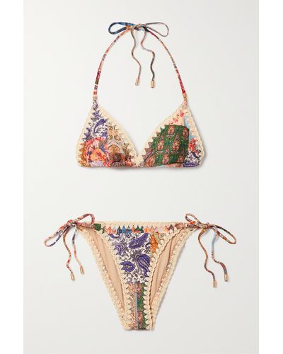 Zimmermann Devi Bikini Mit Paisley-print Mit Häkelbesätzen - Pink