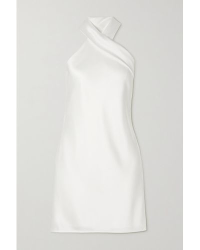 Galvan London Pandora Neckholder-minikleid Aus Satin - Weiß