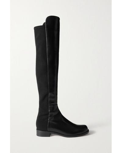 Stuart Weitzman 5050 Lift Leather And Stretch Over-the-knee Boots - Black