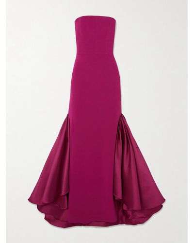 Solace London Jodi Strapless Crepe And Satin-twill Gown - Pink