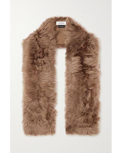Yves Salomon Shearling And Leather Scarf - Brown