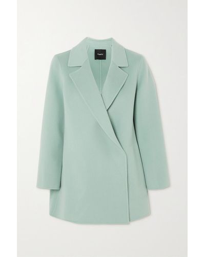 Theory Clairene Wool And Cashmere-blend Coat - Green