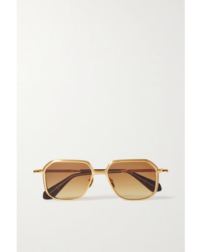 Jacques Marie Mage Aida Square-frame Gold-tone And Acetate Sunglasses - Natural