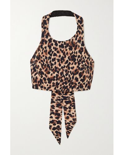 Racil Nimaya Leopard-print Cotton-blend Halterneck Top - Brown