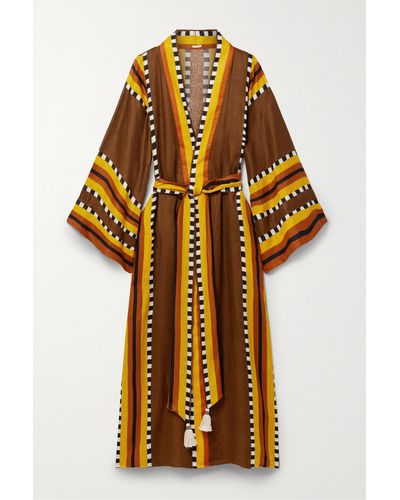 Johanna Ortiz + Net Sustain Karibu Printed Linen Robe - Yellow
