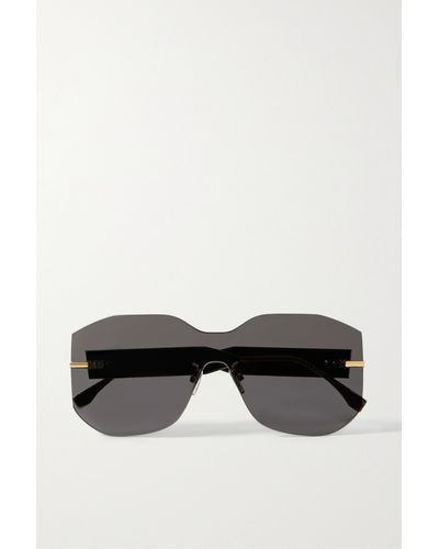 Fendi Oversized Aviator-style Acetate And Gold-tone Sunglasses - Black