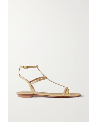 Aquazzura So Ponza Raffia Sandals - White