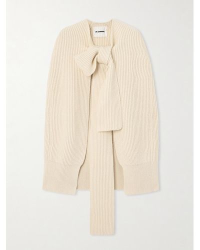 Jil Sander Cape En Coton Mélangé Côtelé - Neutre