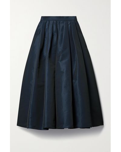 Alexander McQueen Pleated Faille Midi Skirt - Blue