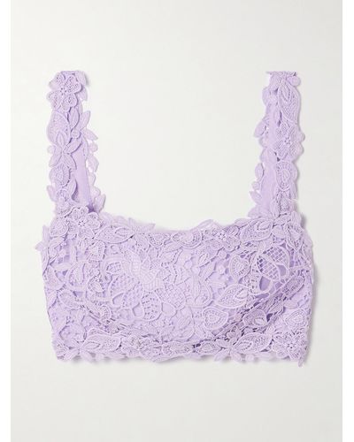 Carolina Herrera Cropped Corded Lace Top - Purple