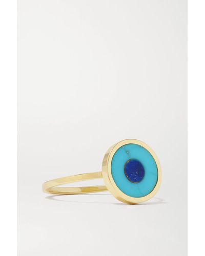 Jennifer Meyer Evil Eye 18-karat Gold, Turquoise And Lapis Lazuli Ring - Metallic
