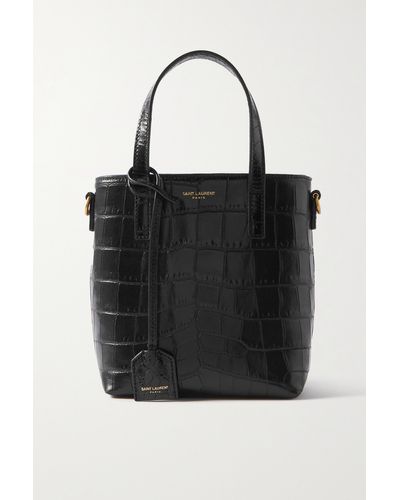 Saint Laurent Mini Toy Croc-embossed Tote Bag - Black