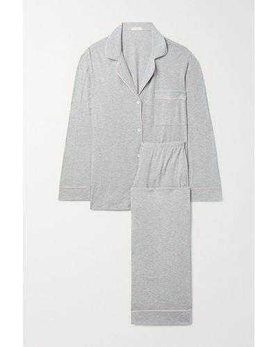 Eberjey Gisele Pyjama Aus Stretch-modal Mit Paspeln - Grau