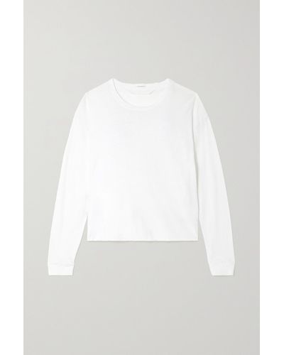 Mother T-shirt En Jersey De Coton The L/s Slouchy Cut Off - Blanc