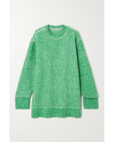 Stella McCartney Oversized Cotton-blend Bouclé Jumper - Green