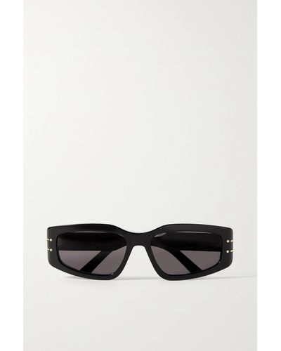 Dior Diorsignature S9u Rectangular-frame Acetate And Gold-tone Sunglasses - Black
