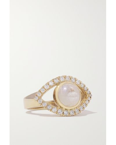 Jacquie Aiche Open Eye Small 14-karat Gold, Moonstone And Diamond Ring - Natural