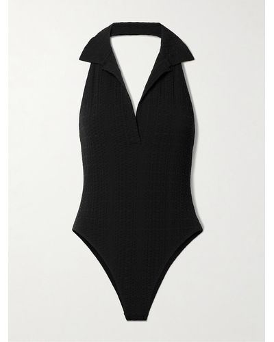 Lisa Marie Fernandez Maillot De Bain Dos Nu En Crépon Polo - Noir