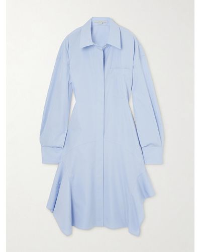 Stella McCartney + Net Sustain Asymmetric Organic Cotton-poplin Shirt Dress - Blue