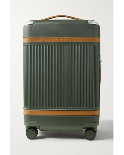 Paravel Aviator Carry-on Plus Vegan Leather-trimmed Recycled Hardshell Suitcase - Green