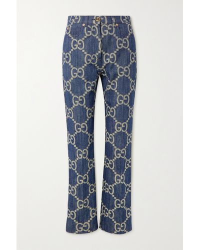 Gucci Jumbo Gg Denim-jacquard High-rise Straight-leg Jeans - Blue