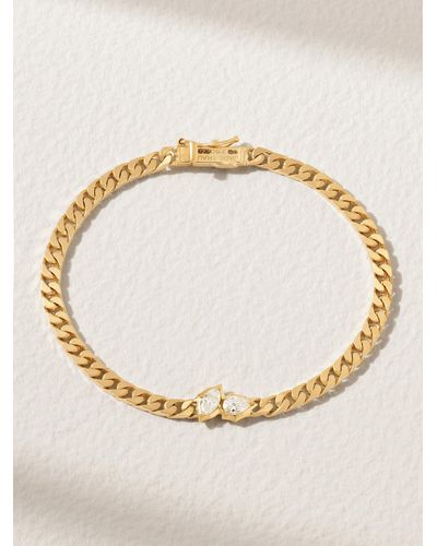 Jade Trau Poppy Curb Armband Aus 18 Karat Gold Mit Diamanten - Natur