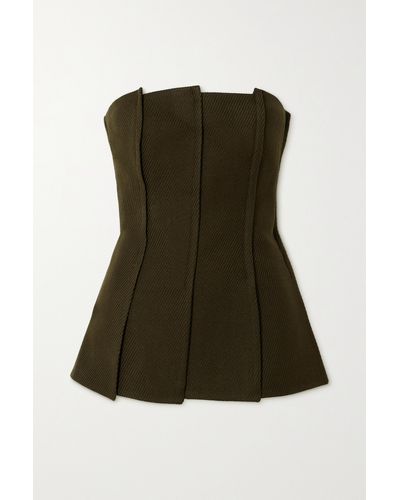 Proenza Schouler Strapless Panelled Twill Bustier Top - Green