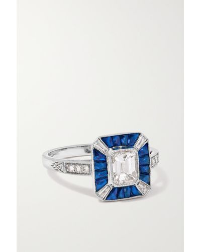 Fred Leighton White Gold, Sapphire And Diamond Ring - Blue