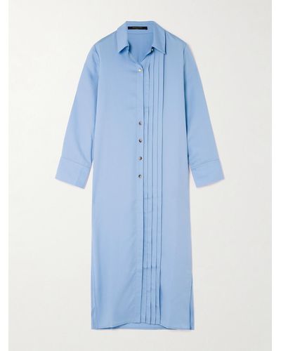 Mother Of Pearl Robe-chemise Longue En Lyocell TM À Plis - Bleu