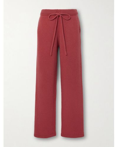 The Elder Statesman Cashmere Track Trousers - Red
