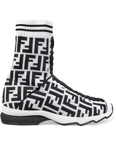 Fendi Logo Sock Sneaker Boots - White
