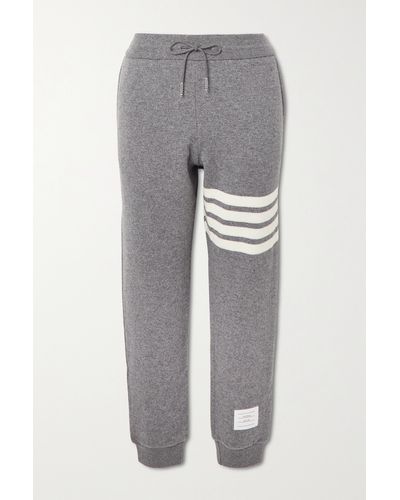 Thom Browne Striped Cashmere-blend Track Trousers - Grey