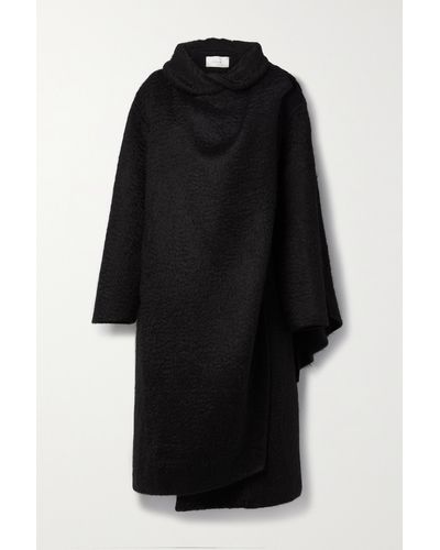 The Row Orlando Oversized Draped Wool And Alpaca-blend Coat - Black