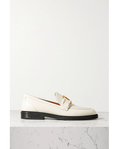 Chloé + Net Sustain Marcie Embellished Leather Loafers - White
