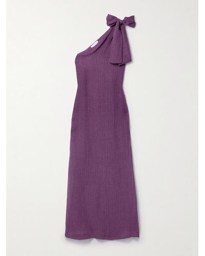 Lisa Marie Fernandez + Net Sustain One-shoulder Linen-blend Gauze Maxi Dress - Purple