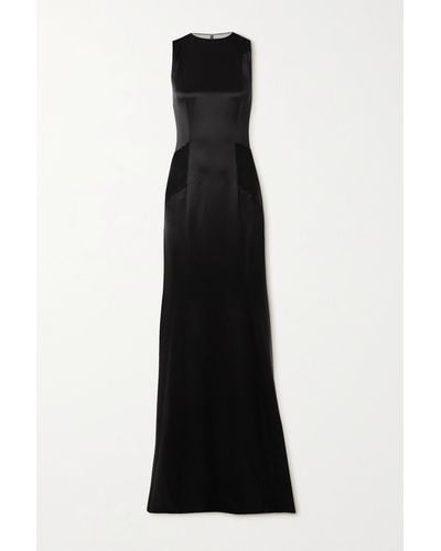 Givenchy Paneled Tulle And Draped Silk-satin Gown - Black