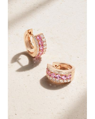 Anita Ko Lola 18-karat Rose Gold, Sapphire And Diamond Hoop Earrings - Pink