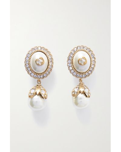 Gucci Gold-tone, Faux Pearl And Crystal Earrings - Natural