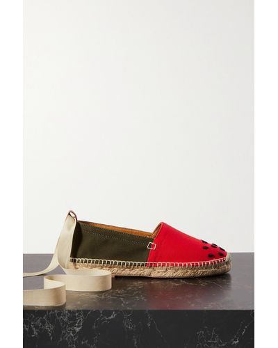 Loewe + Paula's Ibiza Embroidered Canvas Espadrilles