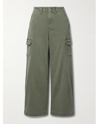 PAIGE Carly High-rise Cotton-blend Wide-leg Cargo Pants - Green