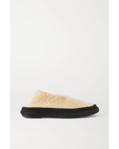 The Row Fairy Grosgrain And Suede-trimmed Cashmere Slippers - Natural
