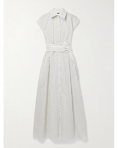 Adam Lippes Dejeuner Metallic Striped Cotton-blend Poplin Maxi Shirt Dress - White