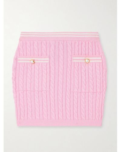 Alessandra Rich Cable-knit Cotton Mini Skirt - Pink