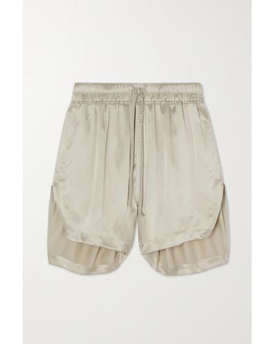 Rick Owens Asymmetric Silk-satin Shorts - Natural