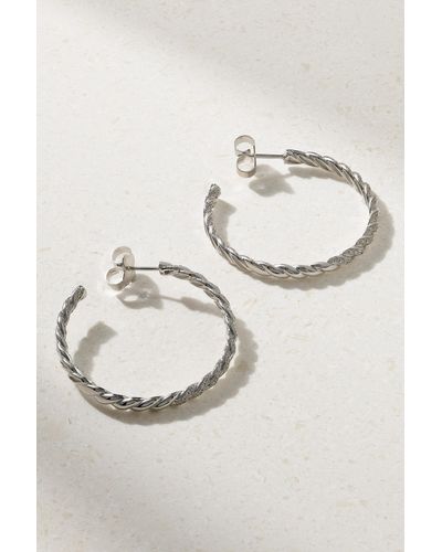 David Yurman Pavéflex 18-karat White Gold Diamond Hoop Earrings - Metallic