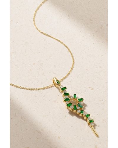Ileana Makri Rivulet Snake 18-karat Gold, Emerald And Diamond Necklace - Natural