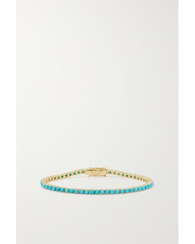 Jennifer Meyer Four Prong 18-karat Gold Turquoise Tennis Bracelet - Blue