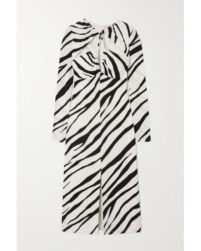 Et Ochs Eleanor Cutout Ruched Zebra-print Stretch-jersey Midi Dress - White