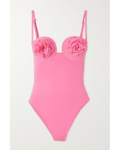 Magda Butrym Flower Bustier Appliquéd Underwired Swimsuit - Pink