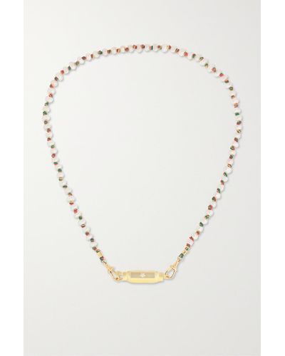 Marie Lichtenberg Coco Locket 14-karat Gold, Silk, Pearl And Diamond Necklace - Metallic